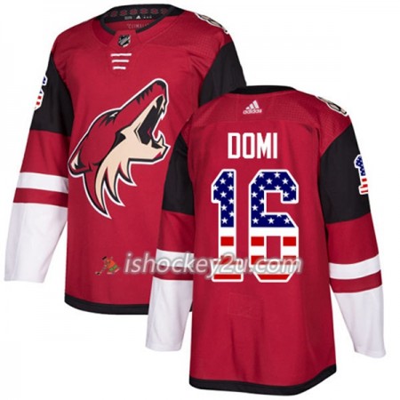 Mænd NHL Arizona Coyotes Trøje Max Domi 16 Adidas 2017-2018 Rød USA Flag Fashion Authentic